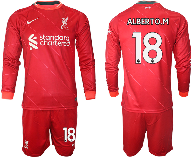 Men 2021-2022 Club Liverpool home red Long Sleeve #18 Soccer Jersey->liverpool jersey->Soccer Club Jersey